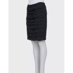 Chanel Black Pleated Skirt Wool-Look Tailored Fit Size FR 40 L NWT