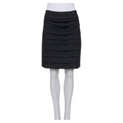 Chanel Black Pleated Skirt Wool-Look Tailored Fit Size FR 40 L NWT