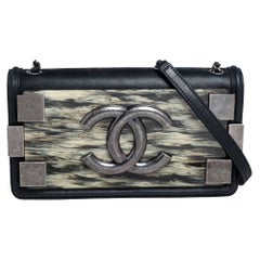 Chanel Black Plexiglass And Iridescent Leather East/West Boy Brick Flap Bag