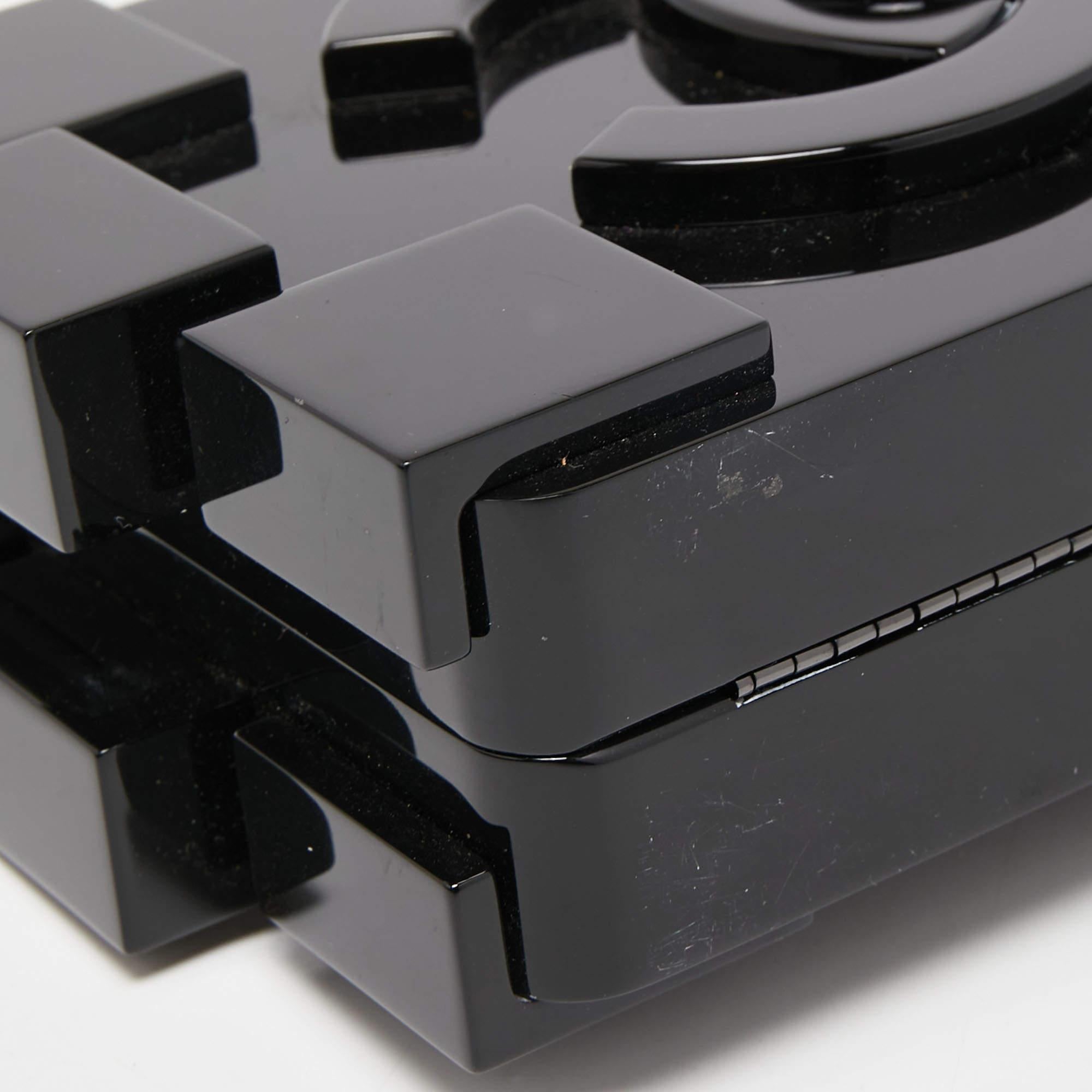 Chanel Black Plexiglass Boy Brick Lego Clutch For Sale 5