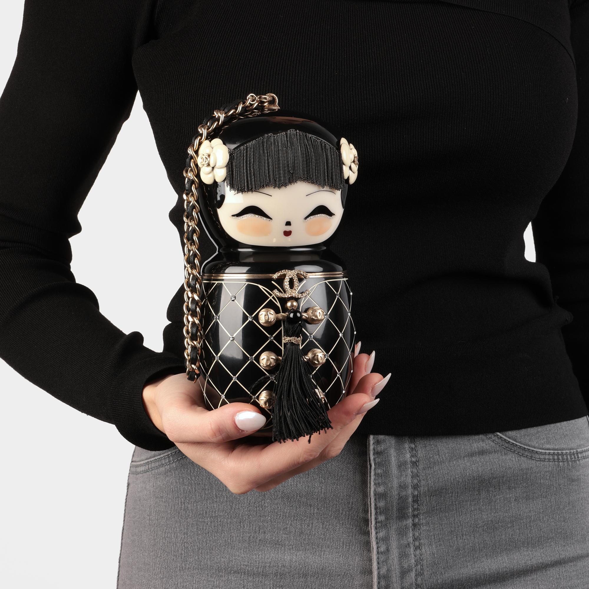 Chanel Black Plexiglass & Enamel Paris-Shanghai China Doll Minaudiere 3