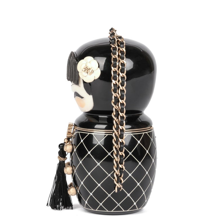 Women's Chanel Black Plexiglass & Enamel Paris-Shanghai China Doll Minaudiere