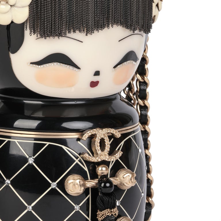 Chanel Black Plexiglass & Enamel Paris-Shanghai China Doll Minaudiere 3