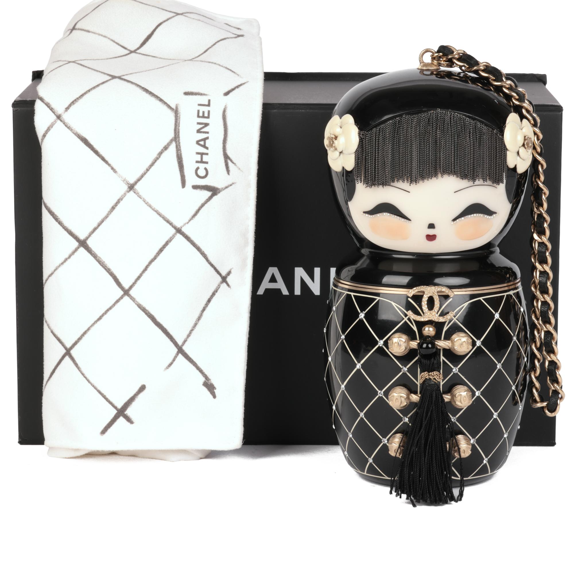 Chanel Black Plexiglass & Enamel Paris-Shanghai China Doll Minaudiere 2