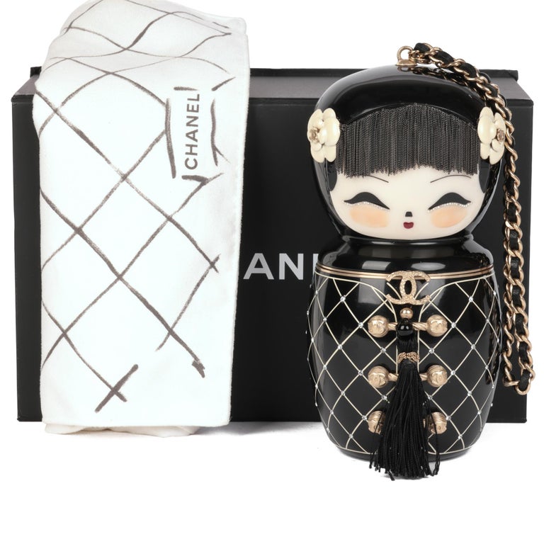 Chanel Black Plexiglass & Enamel Paris-Shanghai China Doll Minaudiere 5