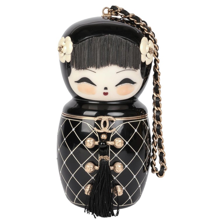 Chanel Black Plexiglass & Enamel Paris-Shanghai China Doll Minaudiere
