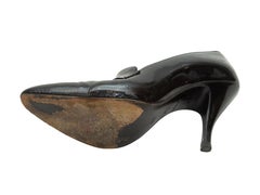 Chanel Black Pointed-Toe Heeled Penny Loafers