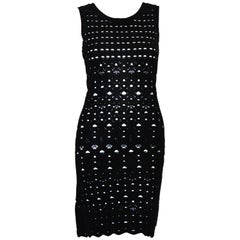 Chanel Black Pointelle Lace Sleeveless Dress Lined in White