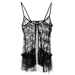 Chanel Tulle noir à pois & Top Cami en dentelle florale - Taille estimée M