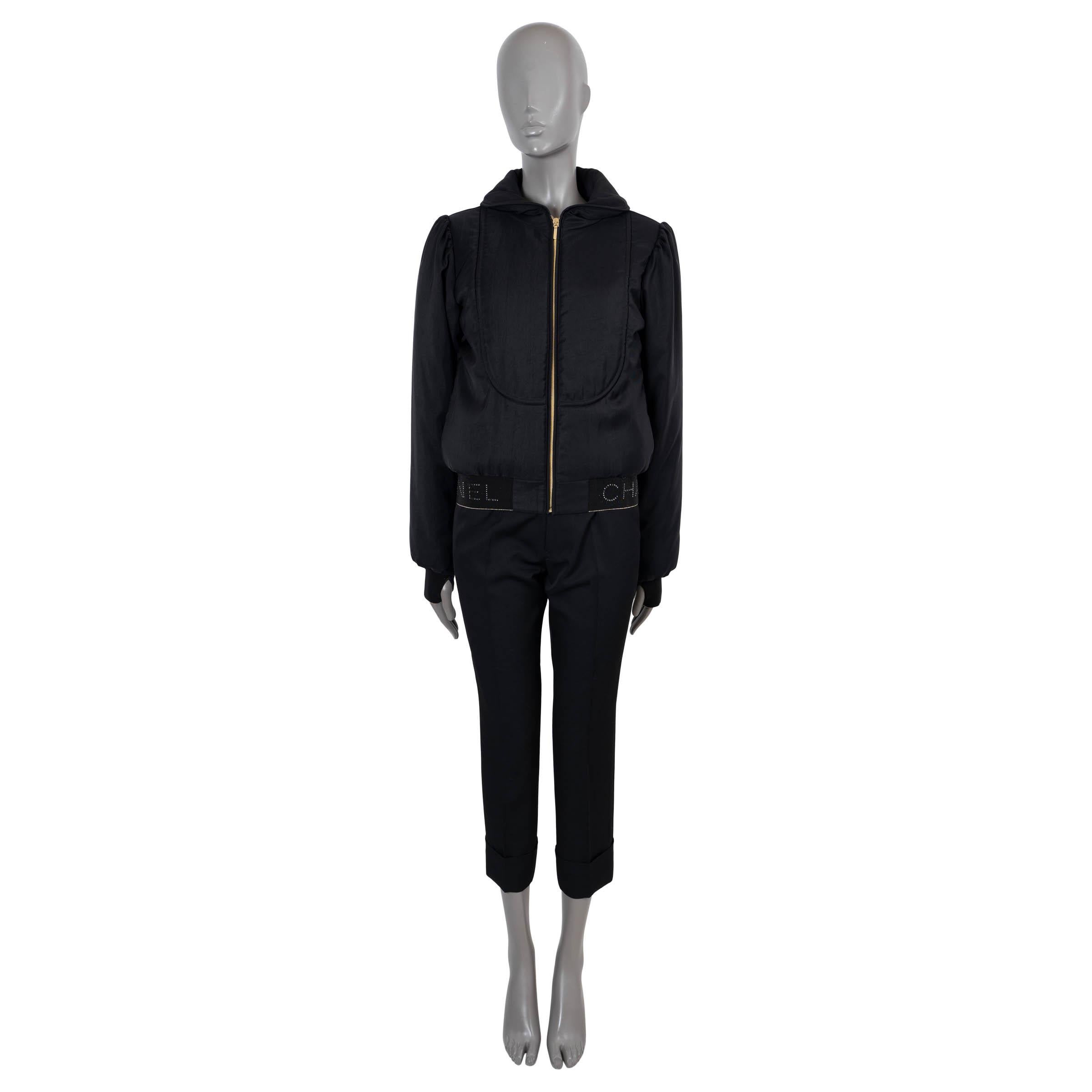 Chanel nero poliammide 2020 20N COCO NEIGE LOGO WASIT BOMBER Giacca 34 XS In condizioni ottime in vendita a Zürich, CH