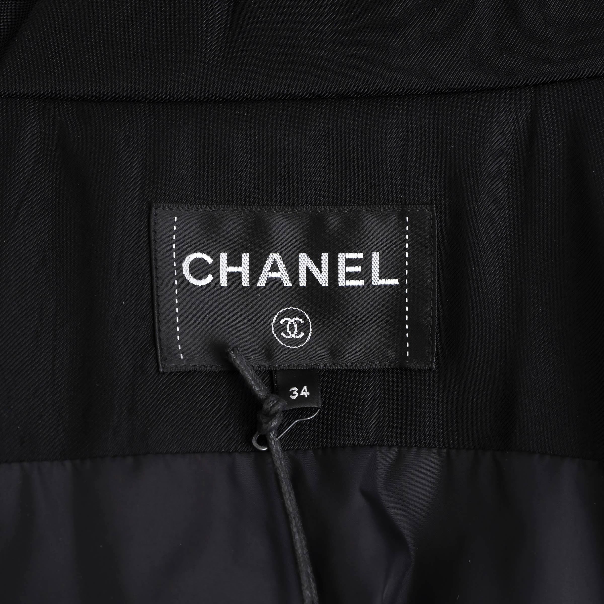 Chanel nero poliammide 2020 20N COCO NEIGE LOGO WASIT BOMBER Giacca 34 XS in vendita 2