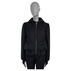 CHANEL black polyamide 2020 20N COCO NEIGE LOGO WASIT BOMBER Jacket 34 XS