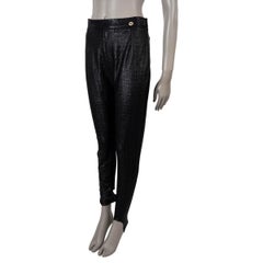 CHANEL black polyamide 20A RUE CAMBON GLITTER LEGGINGS Pants 40 M