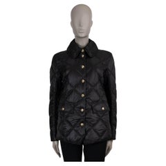 CHANEL black polyamide 20K LOGO QUILTED PUFFER Jacket 40 M