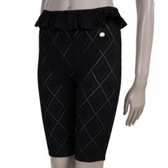 CHANEL black polyamide 22M COCO BEACH POINTELLE BIKER Shorts Pants 36 XS