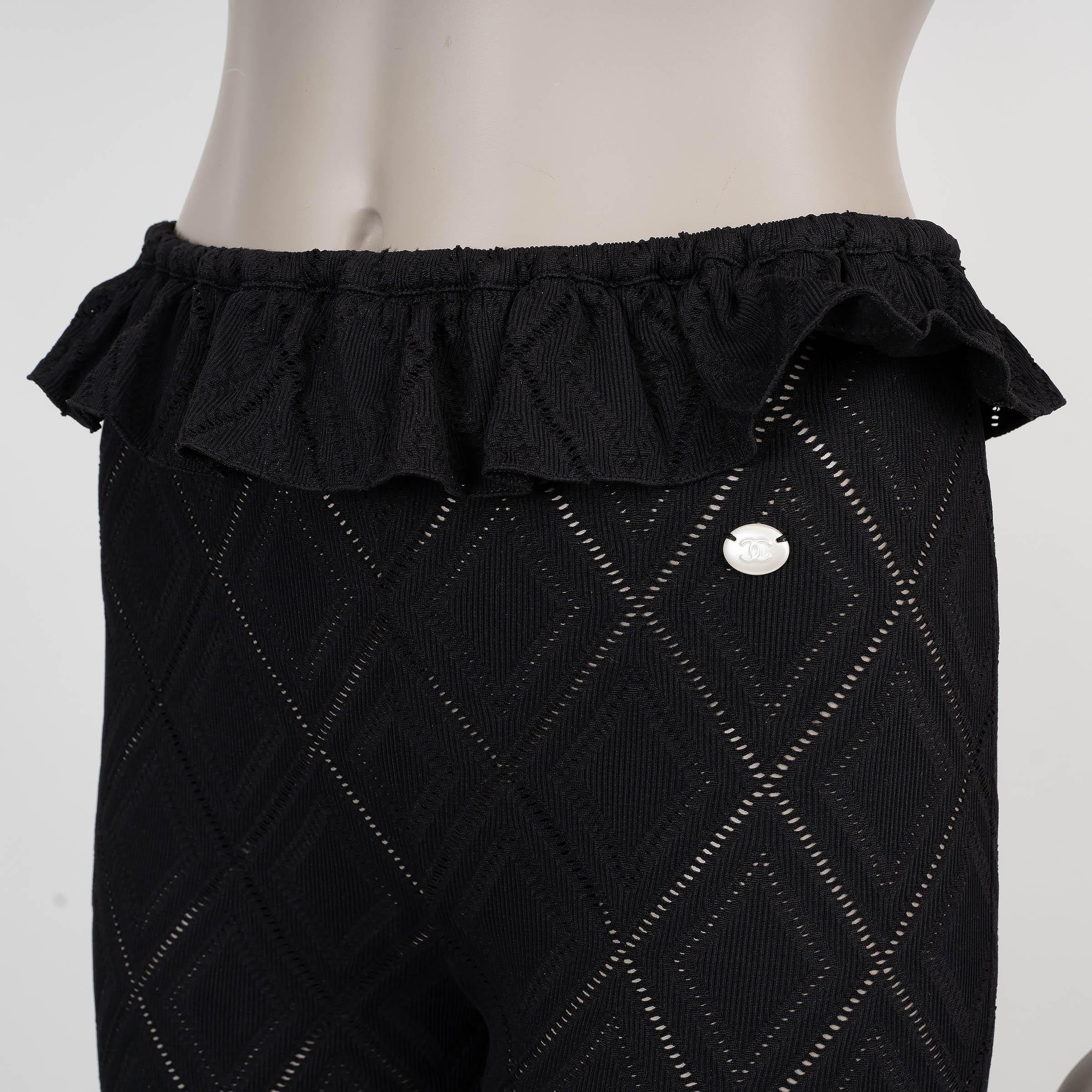 CHANEL poliamida negro 22M COCO BEACH POINTELLE BIKER Pantalones cortos 36 XS en venta 1