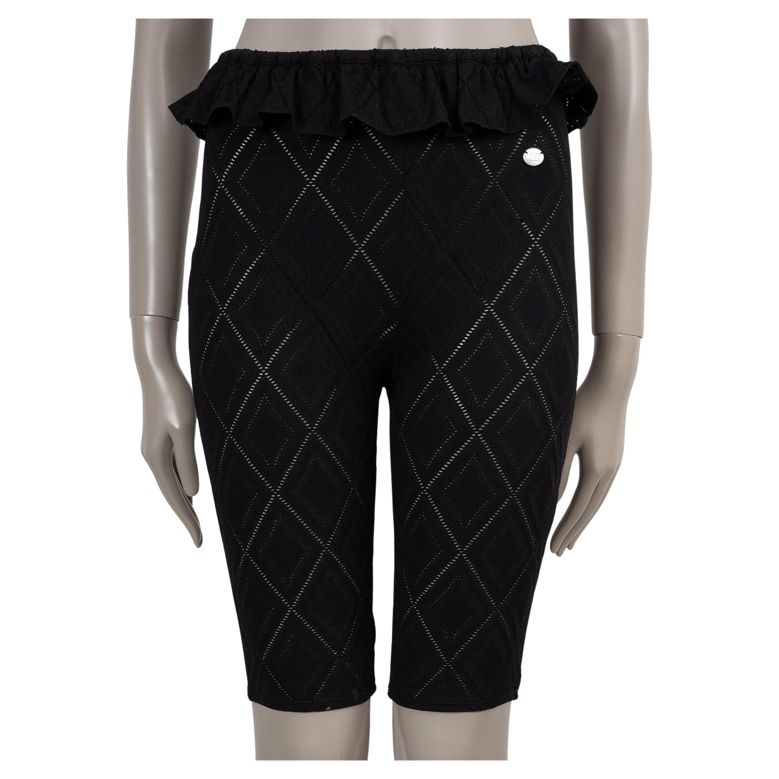 Chanel poliammide nero 22M COCO BEACH POINTELLE BIKER Pantaloncini 36 XS