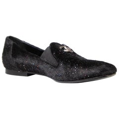 Chanel - Mocassins à paillettes CC en poils de poney noirs, taille IT 38,5