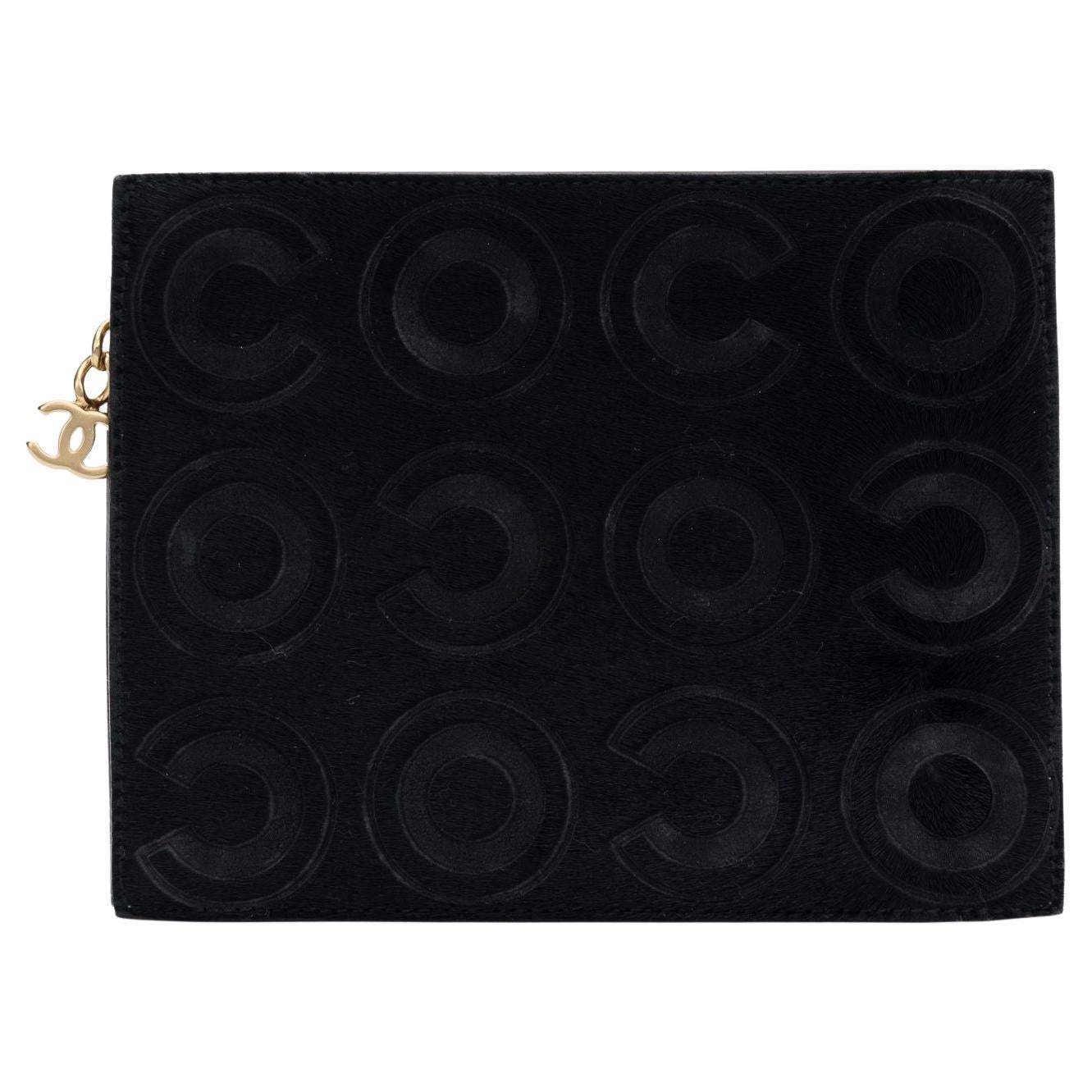 Chanel - Pochette Coco en poils de poney noirs en vente