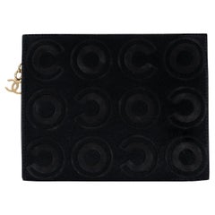 Used Chanel Black Pony Hair Coco Pouch