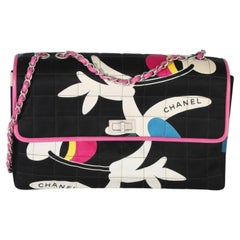 Chanel Black Printed Chocolate Bar Quilted Fabric 2.55 Reissue Flap