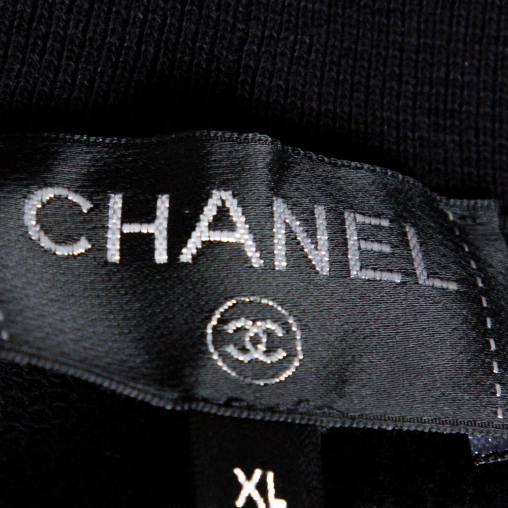 Women's Chanel Black Printed & Embellished Cotton Long Sleeve Sweatshirt XL