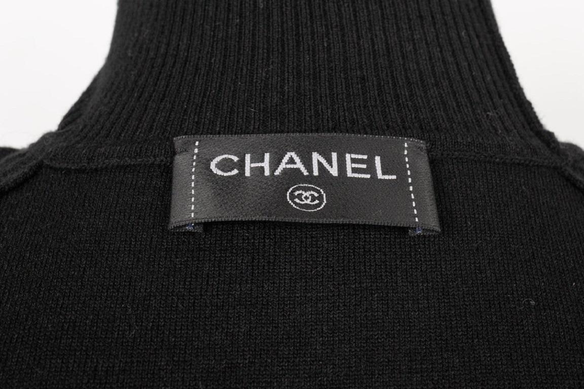 Chanel Schwarzer Rollkragenpullover aus schwarzer Wolle  im Angebot 3