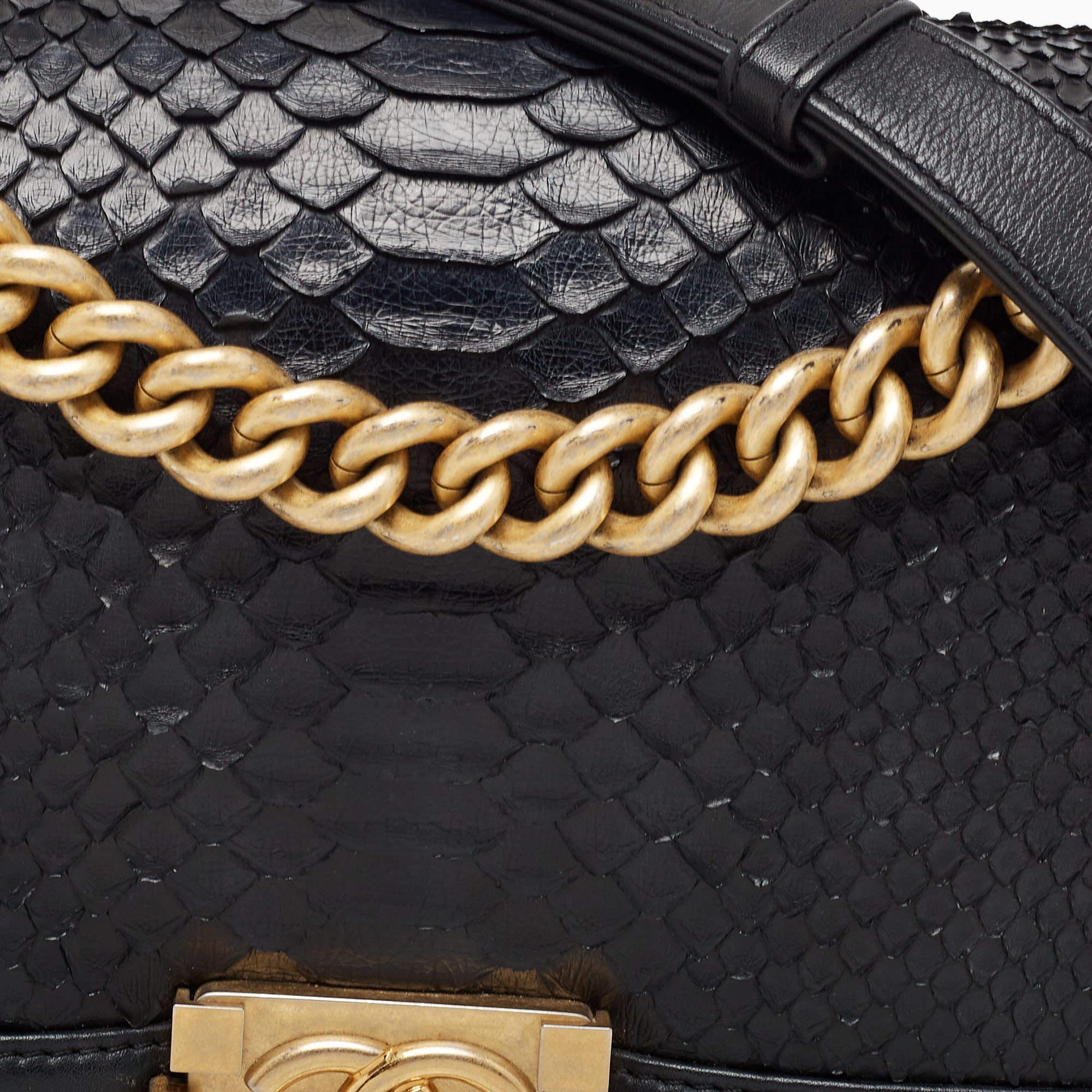 Women's Chanel Black Python and Leather Medium Boy Flap Bag