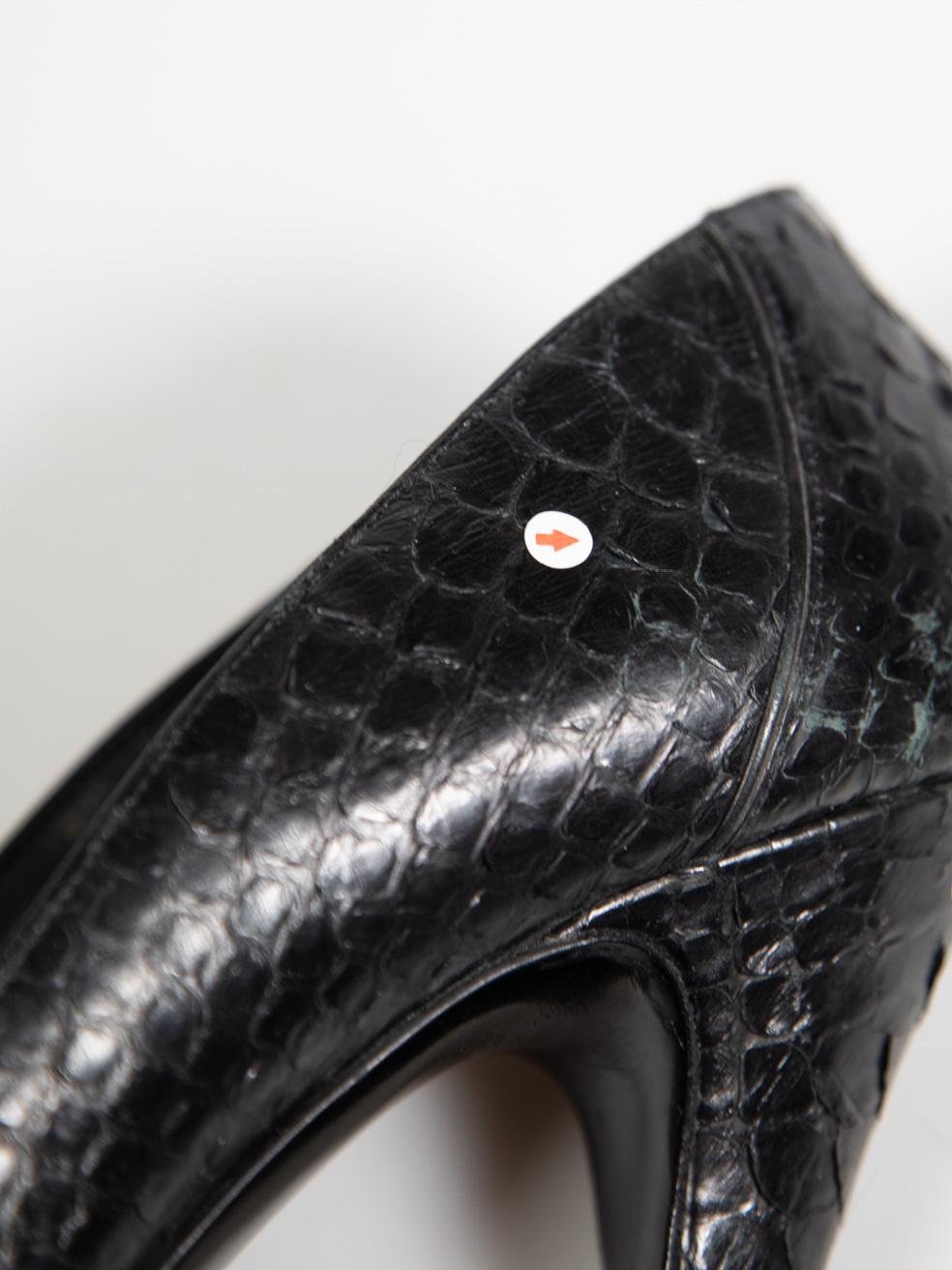 Chanel Black Python CC Chain Peep Toe Heels Size IT 41 4