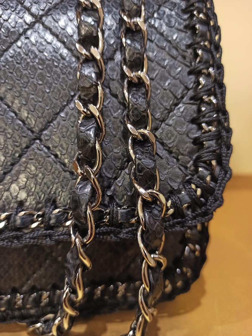 Chanel Black Python Classic Bag 1