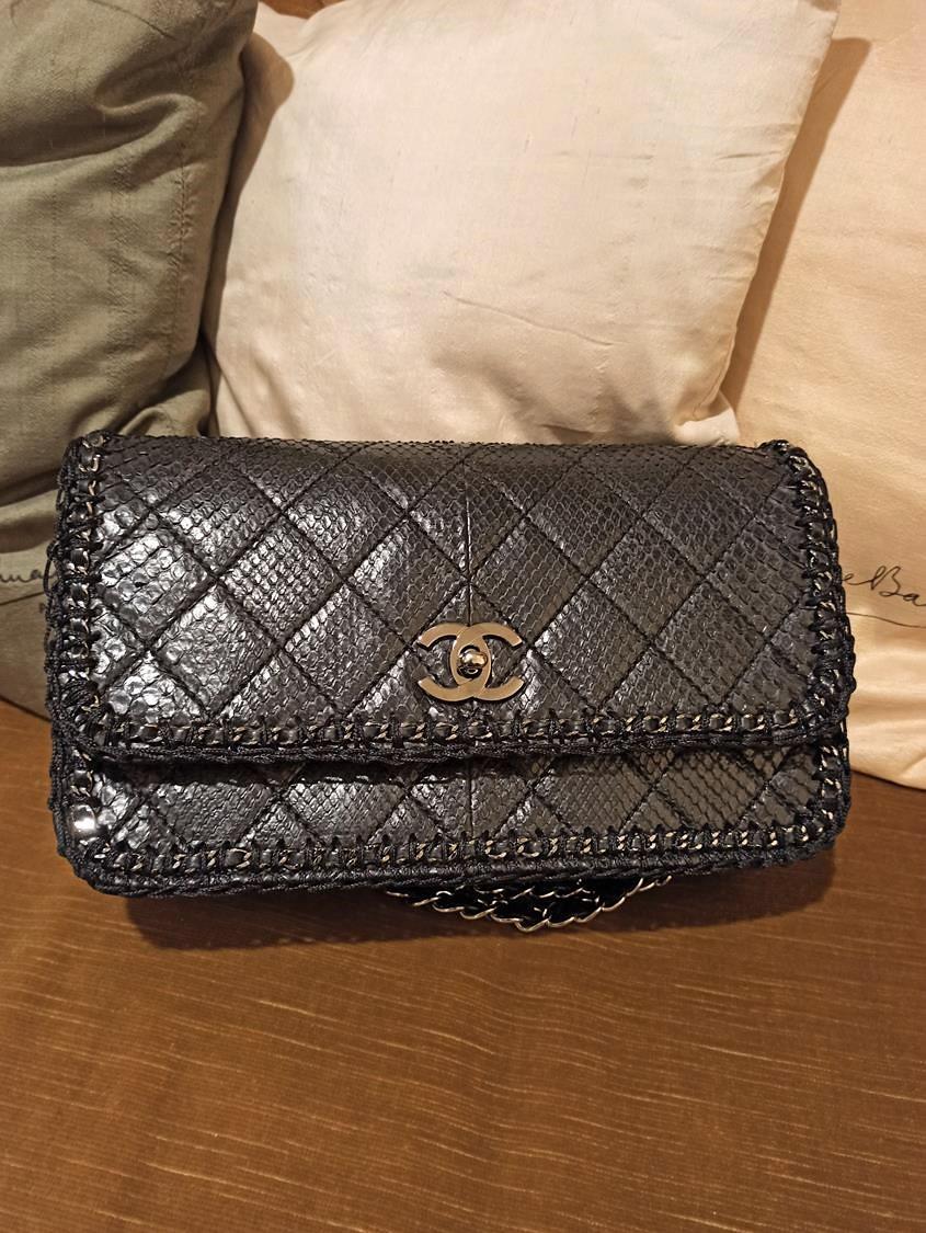 Chanel Black Python Classic Bag 3