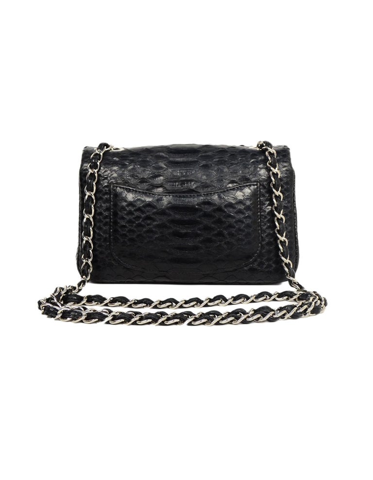 Chanel Black Python Classic Mini Flap Crossbody Bag w/ Silvertone ...