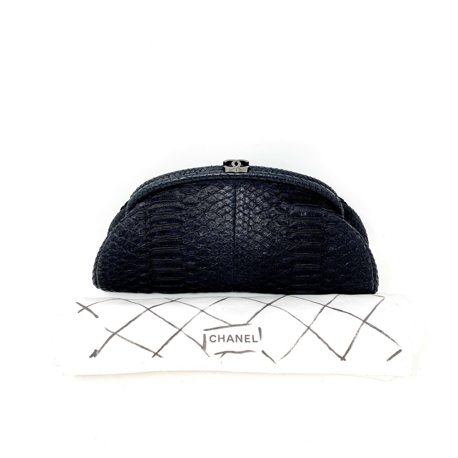 Chanel Black Python Leather Timeless Clutch, 2011 4