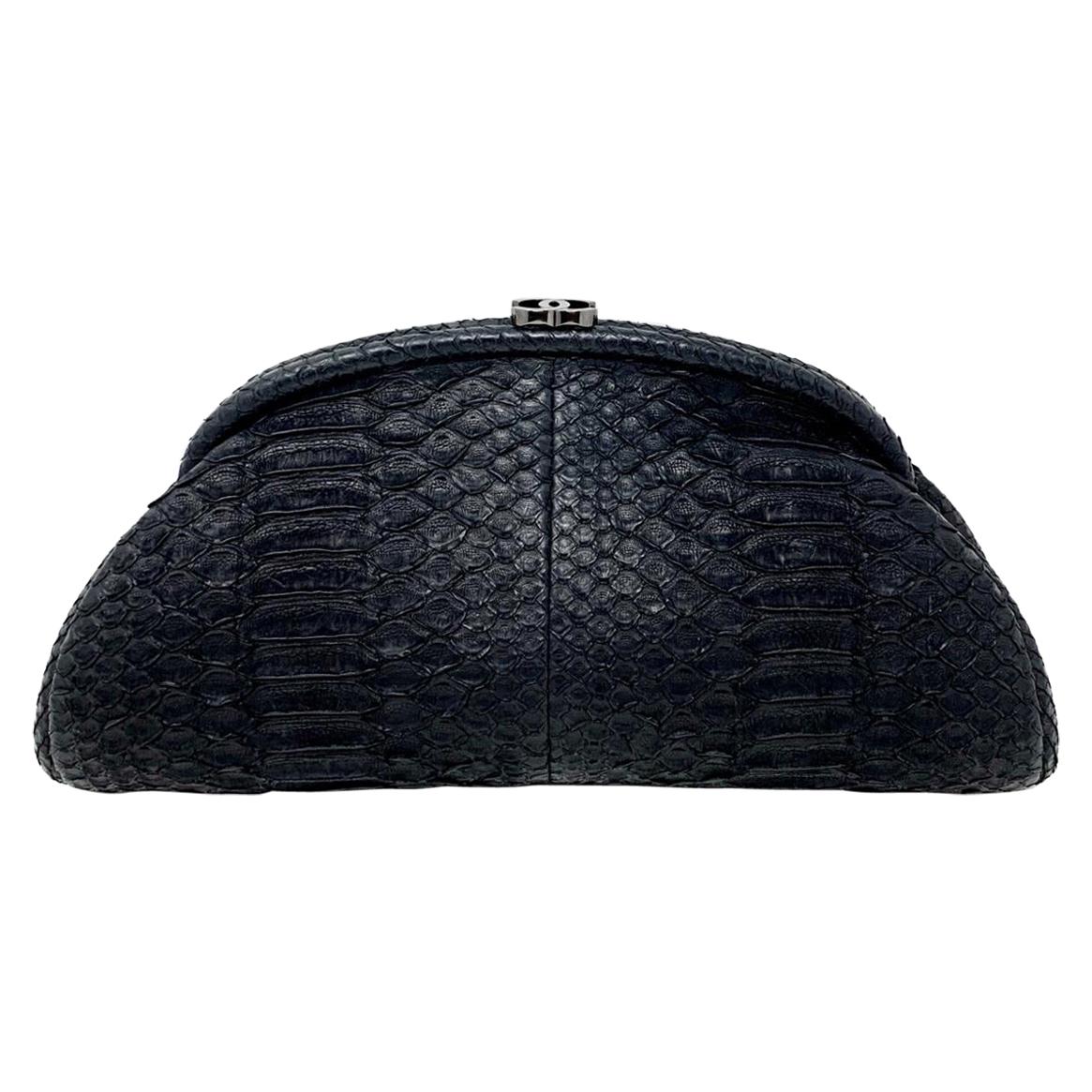 Chanel Black Python Leather Timeless Clutch, 2011