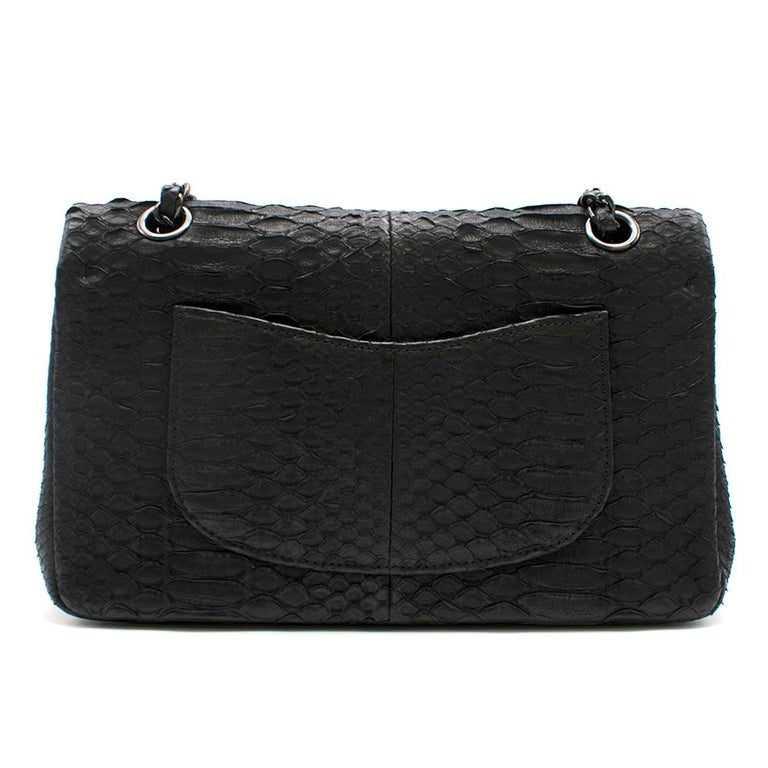 Chanel Classic Black Python Medium Double Flap Bag Chanel