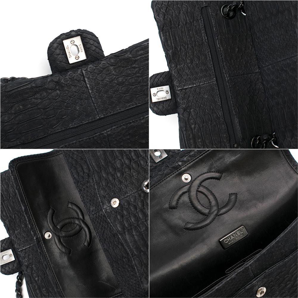 Women's Chanel Black Python Medium Flap Bag 25cm