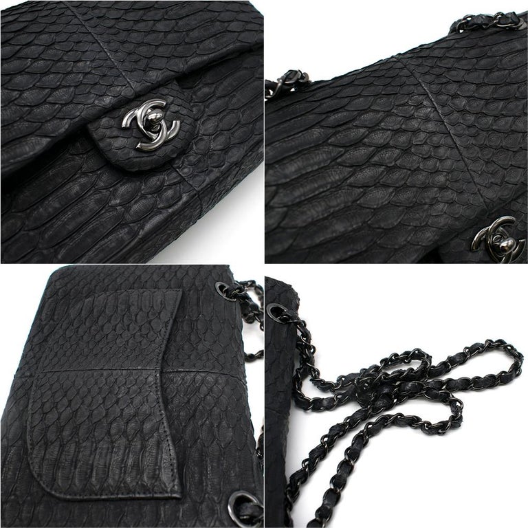 Chanel Black Python Medium Flap Bag 25cm at 1stDibs  25cm chanel bag,  chanel 25cm flap bag, chanel black python bag