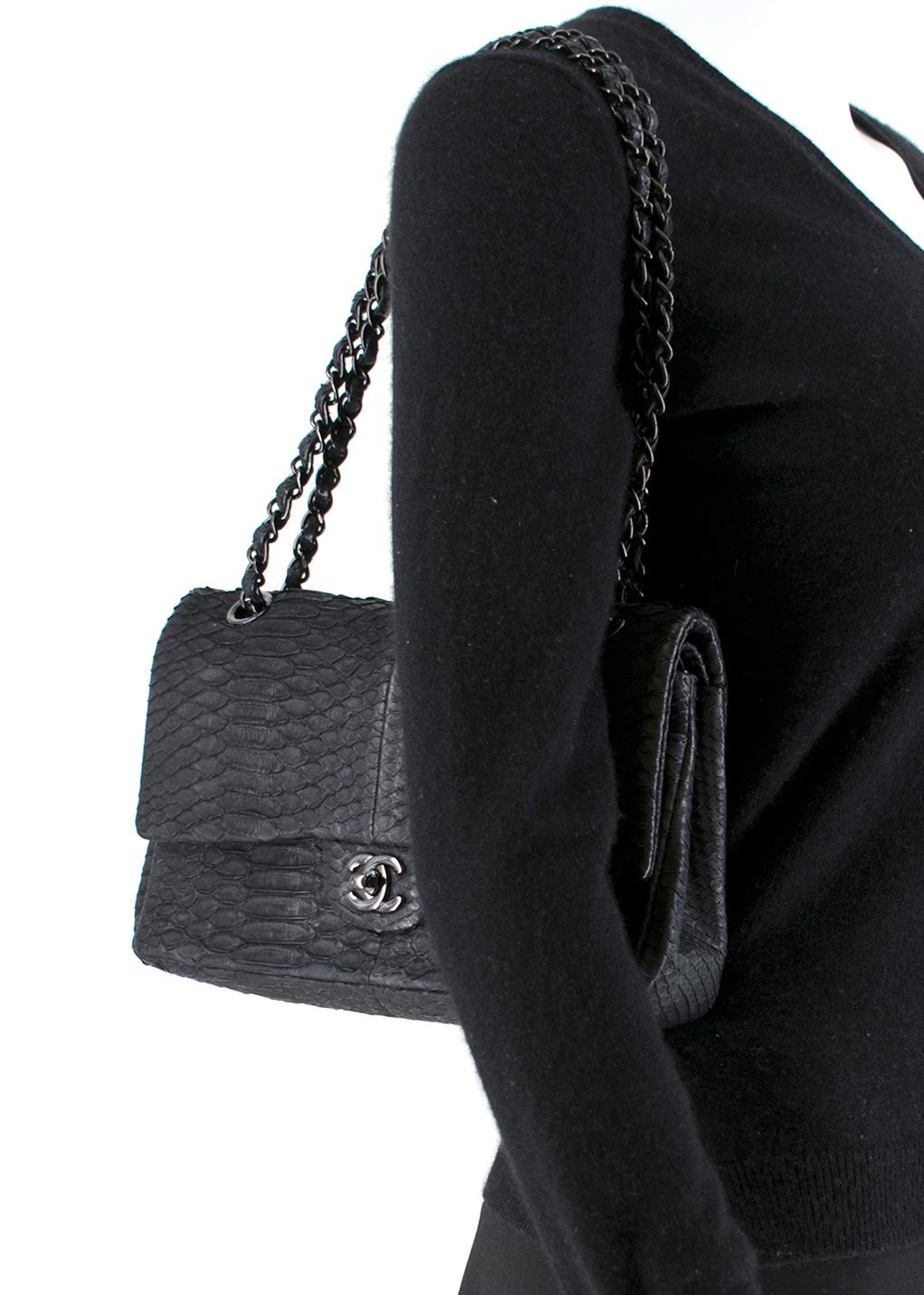 Chanel Black Python Medium Flap Bag 25cm 2