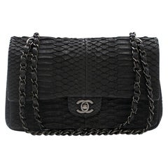 Chanel Black Python Medium Flap Bag 25cm