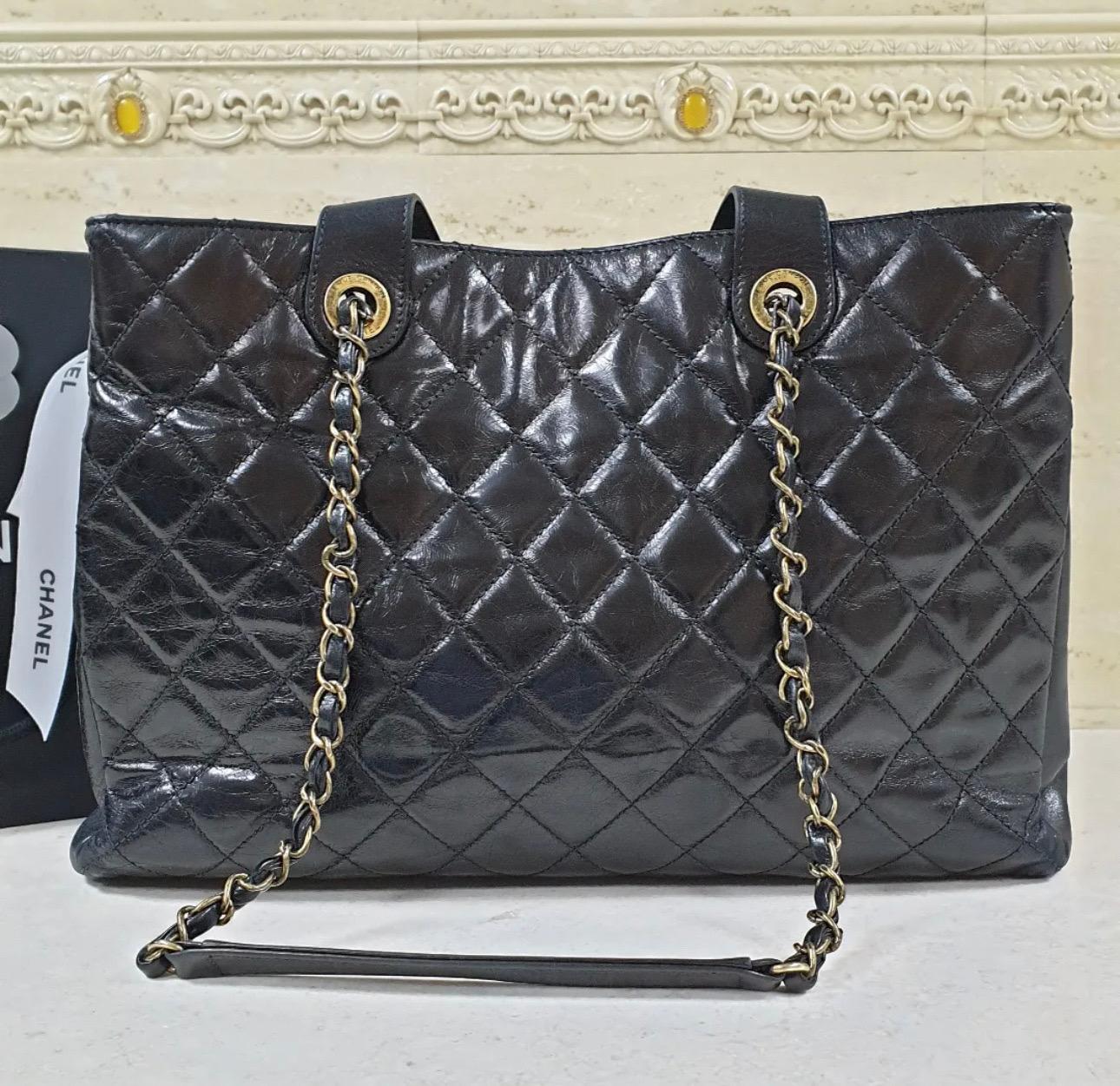 Chanel Black Python Quilted Lambskin Tote Bag 2
