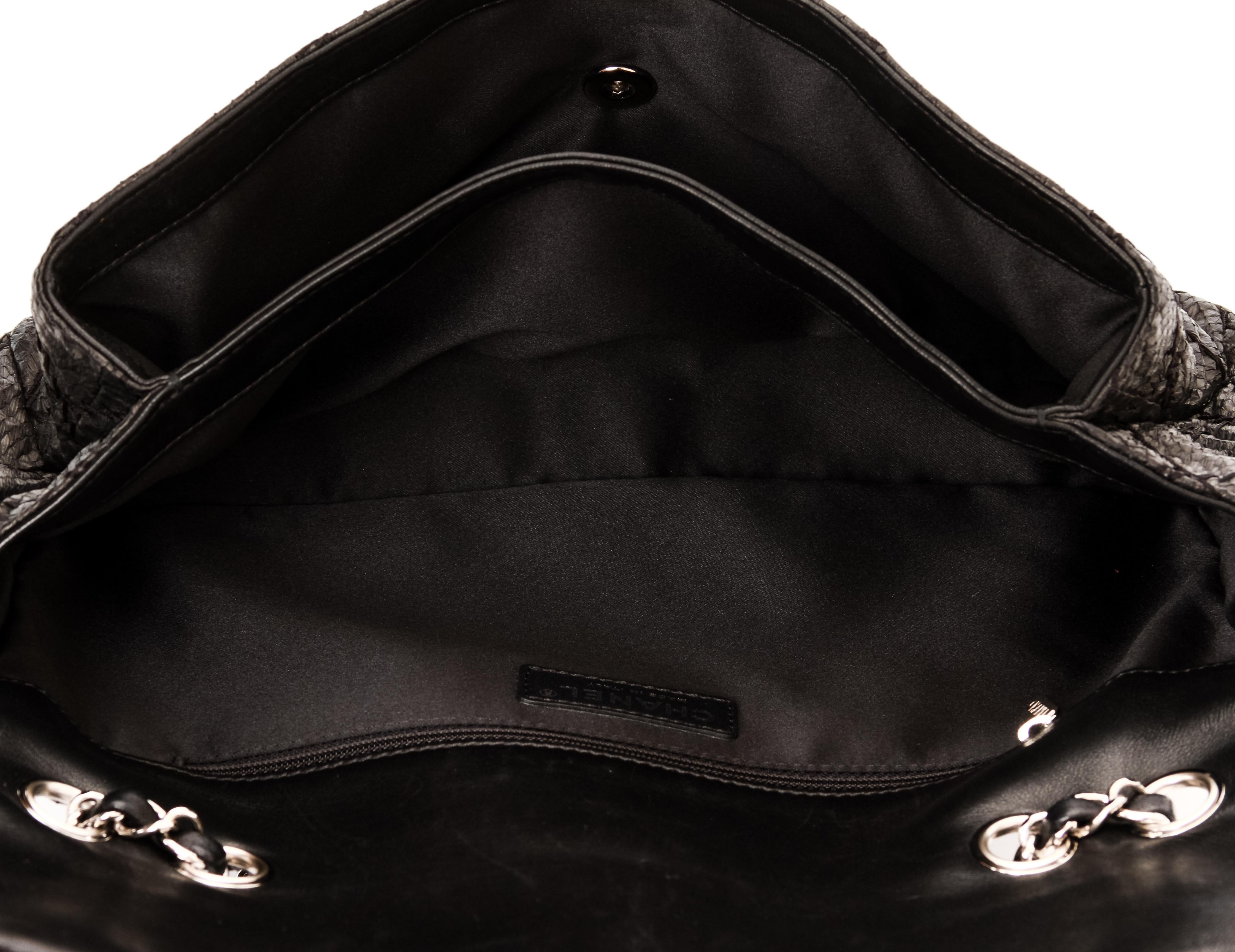 Chanel Black Python Single Flap Bag 1