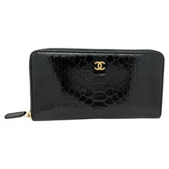 Chanel Black Python Zip Around Wallet Chanel Black Python Zip Around Wallet