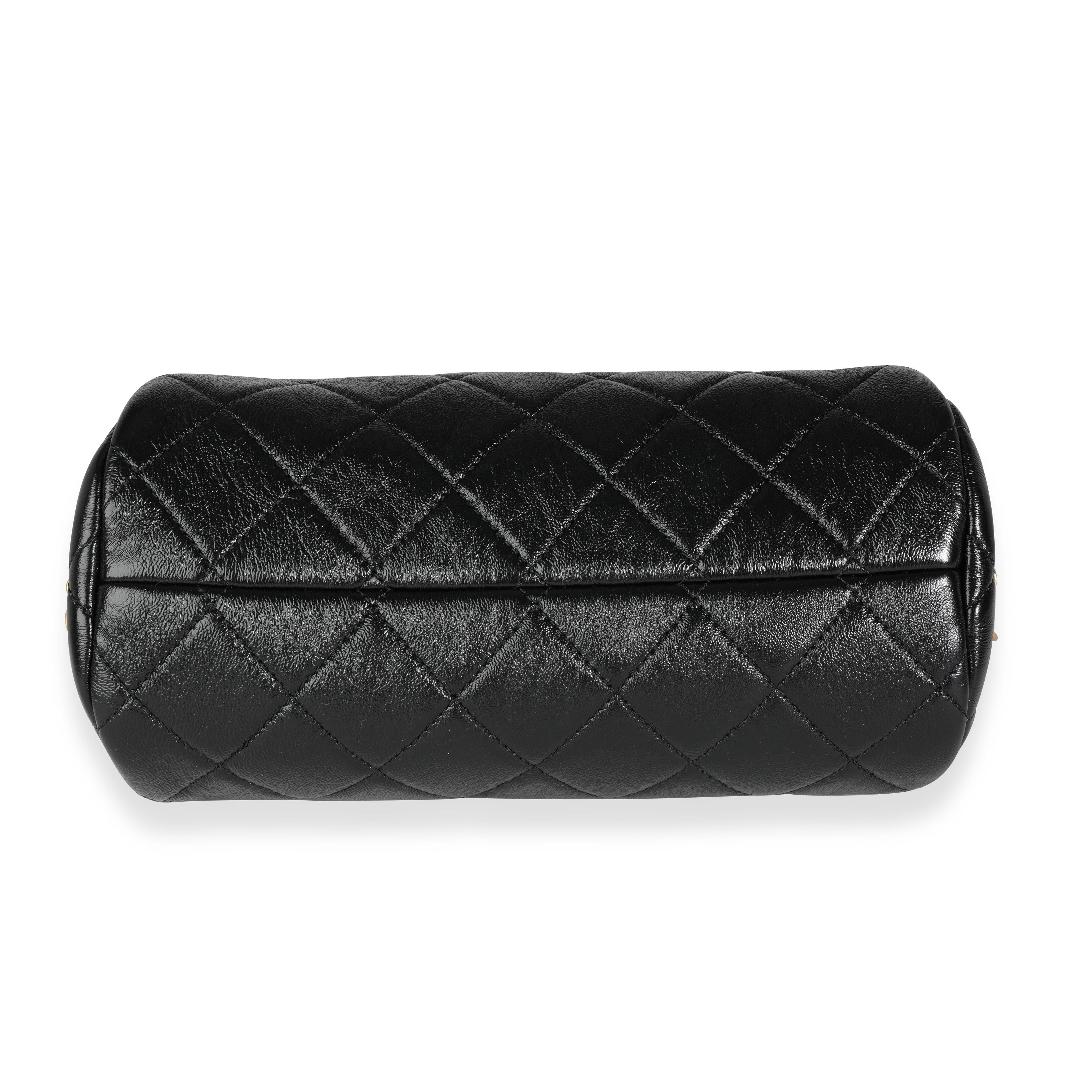 Chanel Black Quikted Shiny Lambskin Small Fashion Therapy Bowling Bag 1