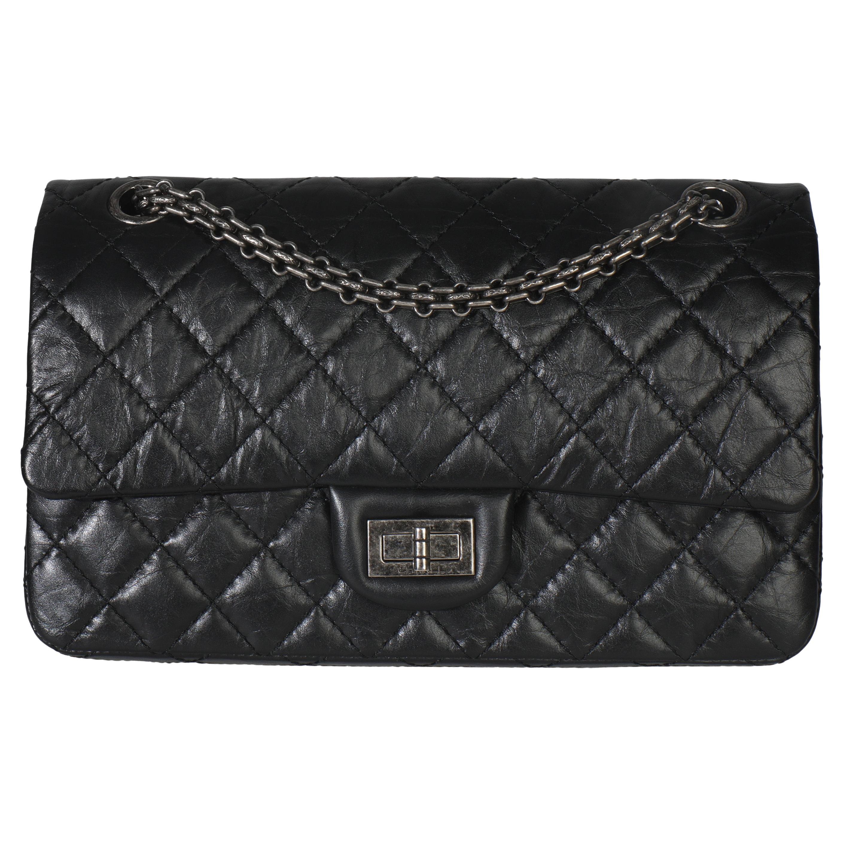 Chanel Black Quilted Aged Calfskin 2.55 Reissue 225 Flap Bag