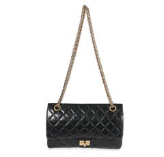 Chanel Black Quilted Aged Calfskin 50th Anniversary Reissue 2.55 225 Double Flap
