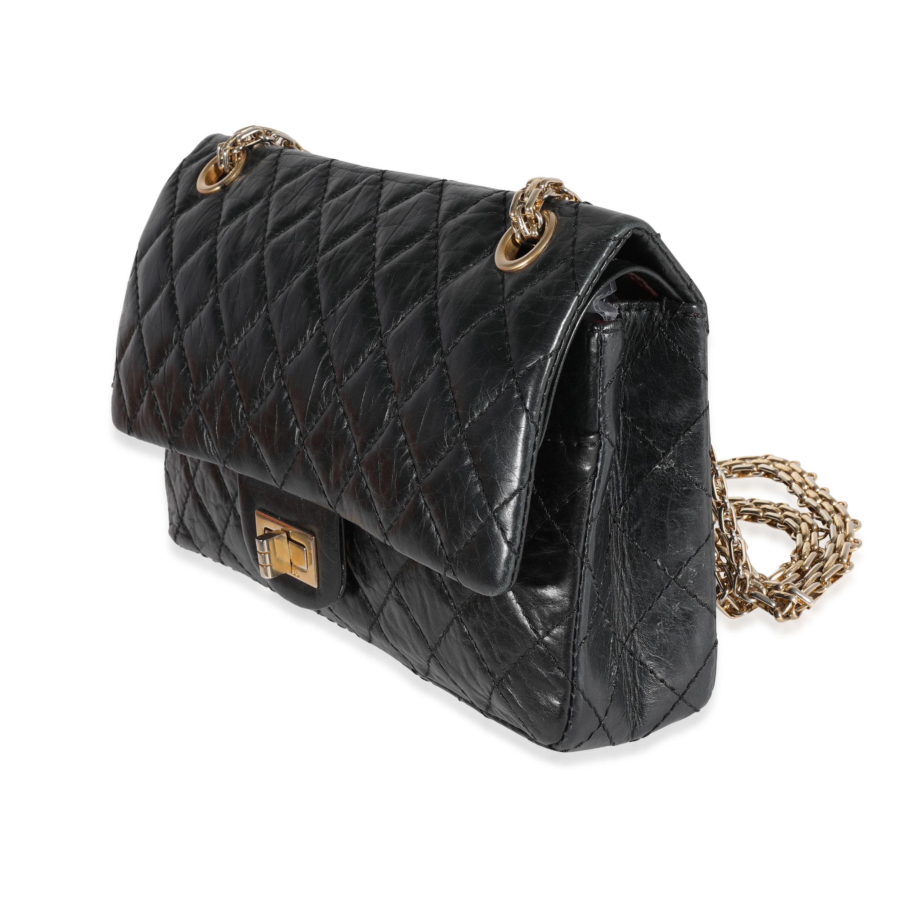 Chanel Black Quilted Aged Calfskin 50th Anniversary Reissue 2.55 225 Double Flap In Good Condition In New York, NY