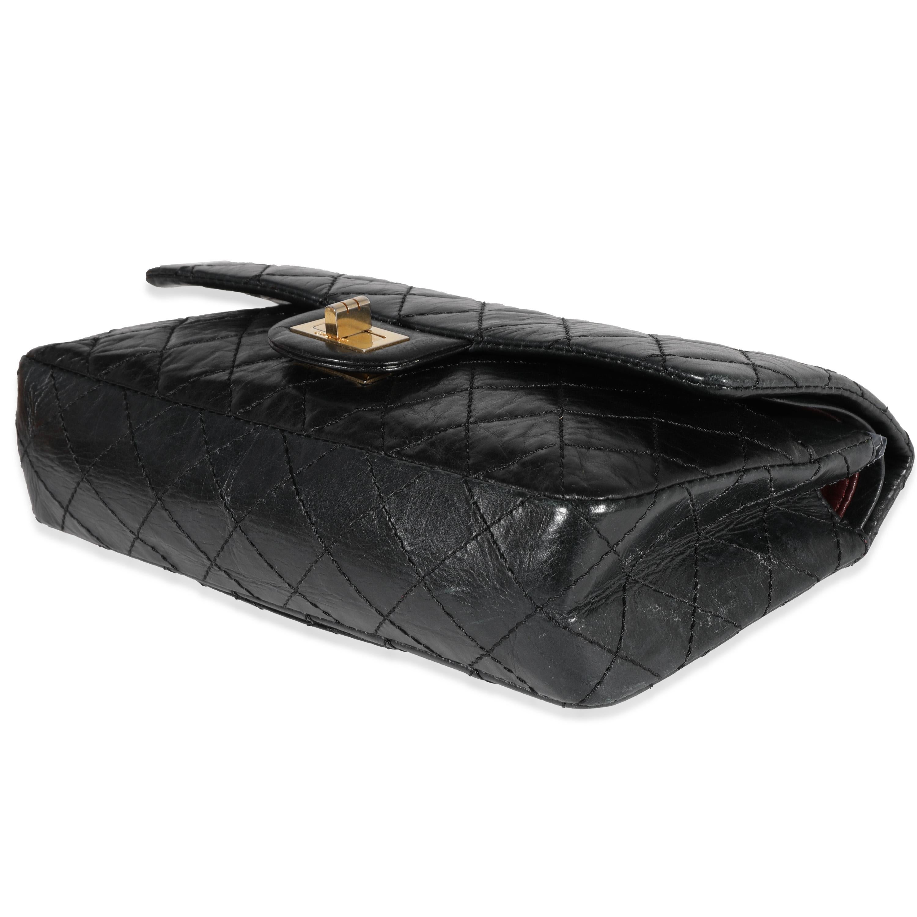 Women's Chanel Black Quilted Aged Calfskin 50th Anniversary Reissue 2.55 225 Double Flap