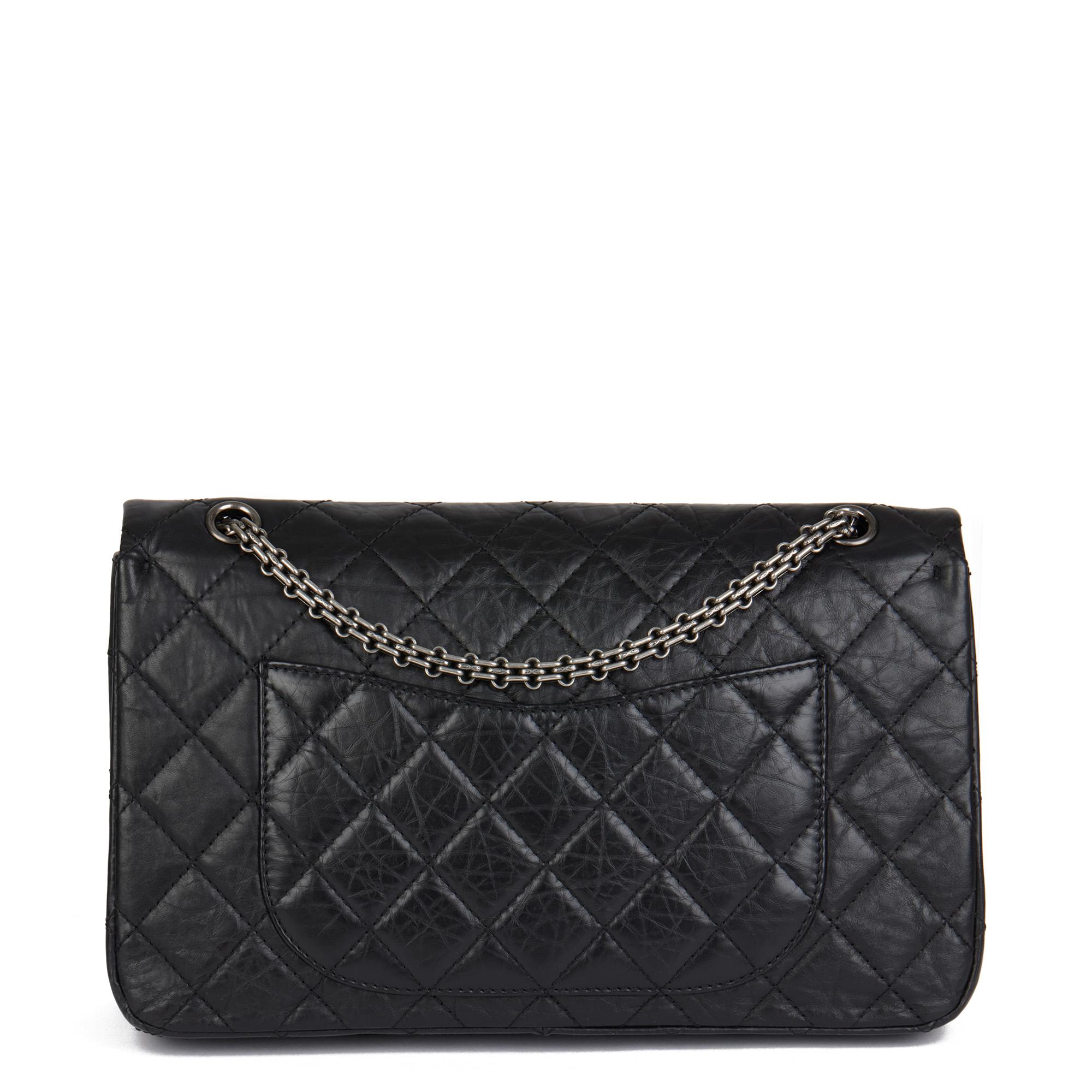 CHANEL Black Quilted Aged Calfskin leather 2.55 Reissue 227 Double Flap Bag 1