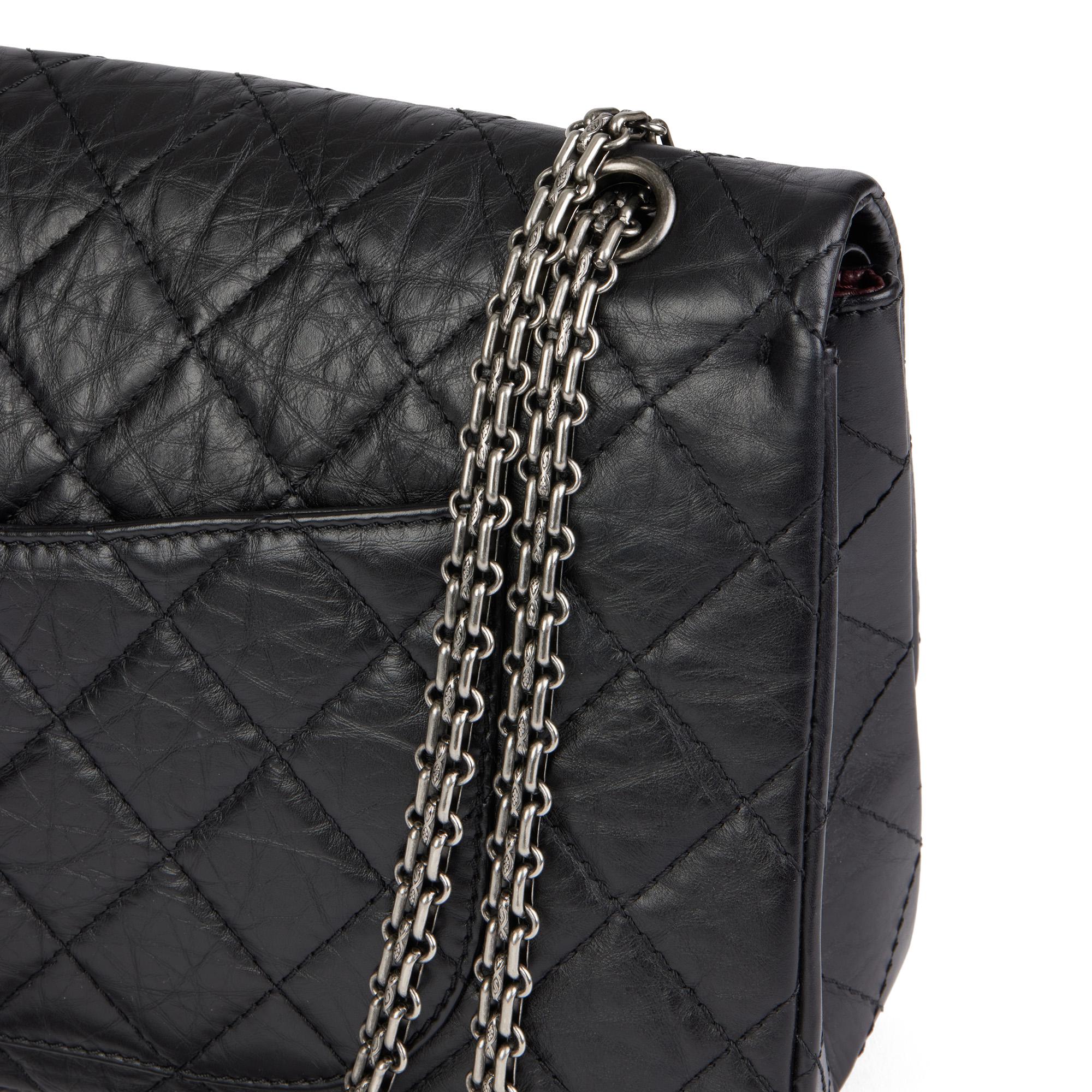 CHANEL Black Quilted Aged Calfskin leather 2.55 Reissue 227 Double Flap Bag 4