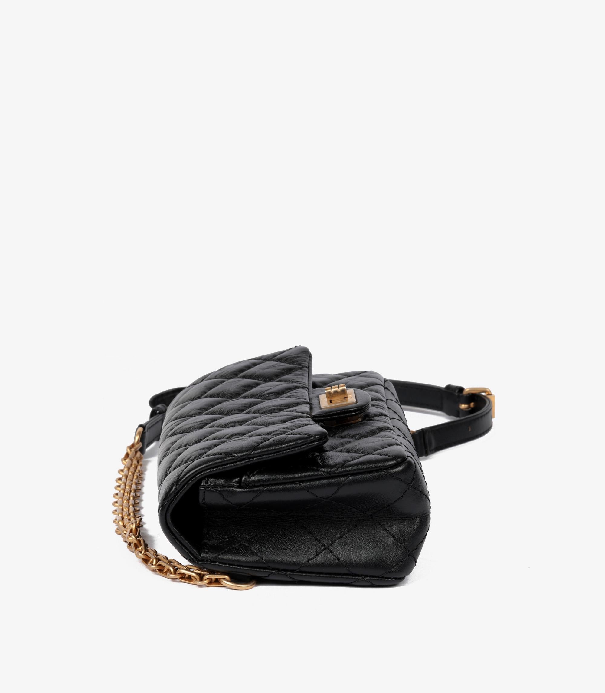 Chanel Black Quilted Aged Calfskin Leather 2.55 Reissue Belt Bag For Sale 1
